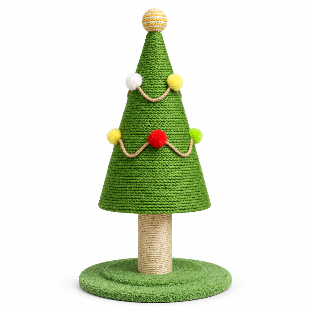 Standard Christmas tree cat scratcher, front view #pack