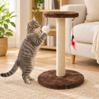Cat playing with the sisal scratching post