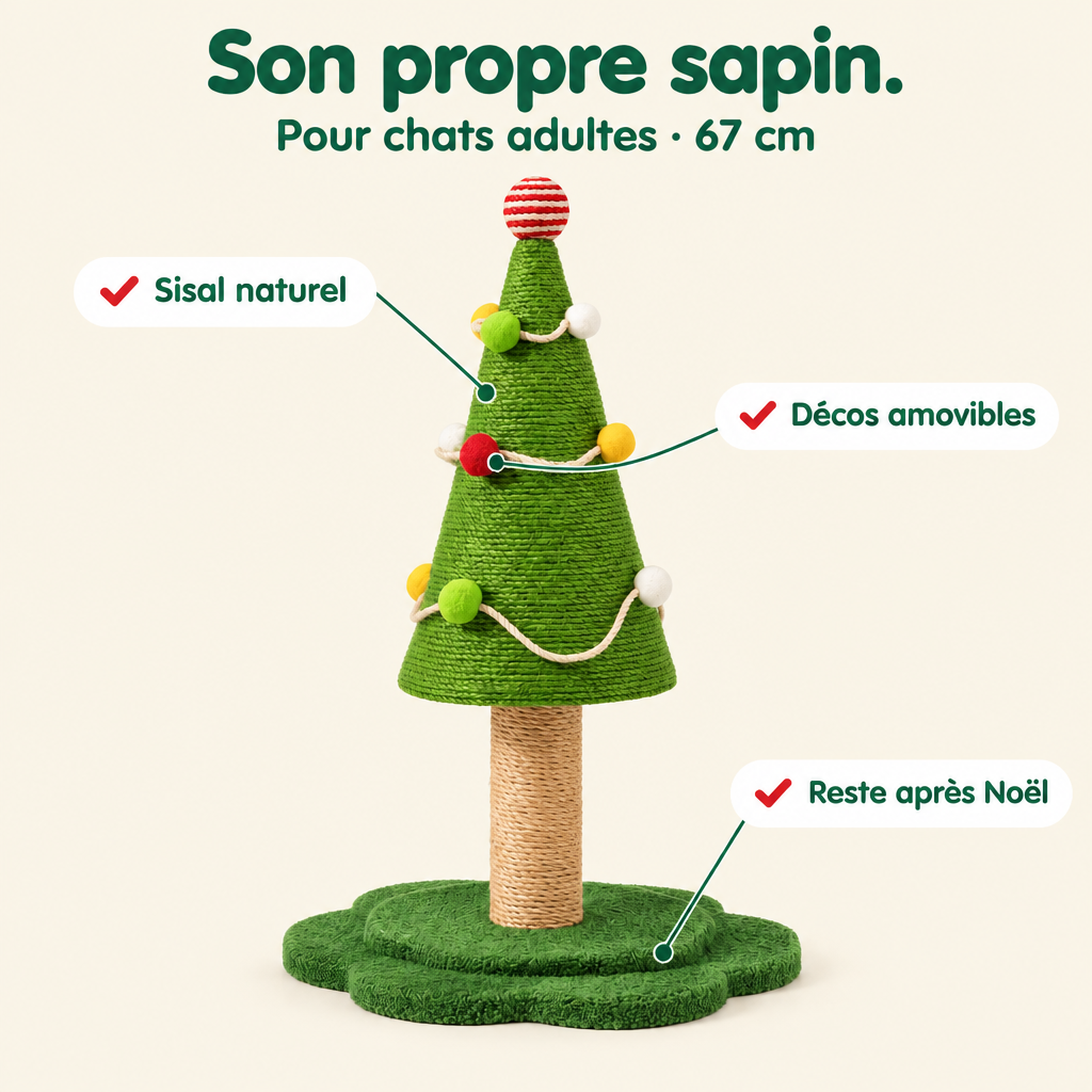 Sapin griffoir PLUS, 67 cm, pour chats adultes #fr #plus