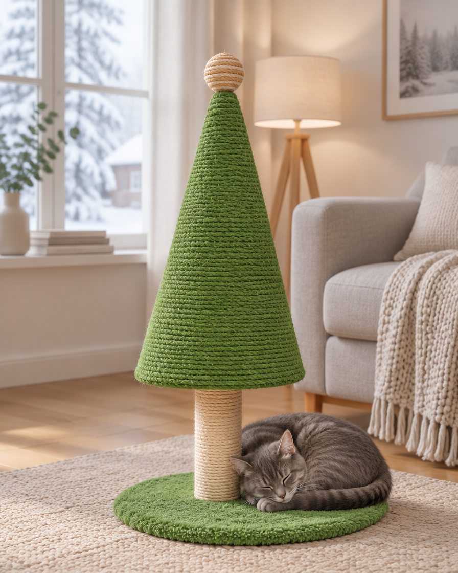 The tree scratcher without decorations in January